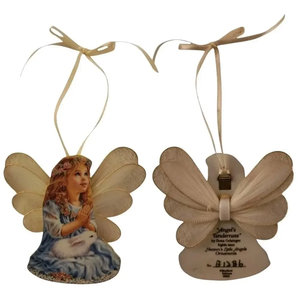 Heavens Little Angels Garden Web Wing Dona Gelsinger Porcelain Ornaments Set 3